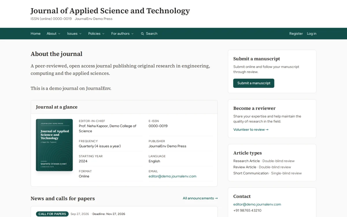 Journal website